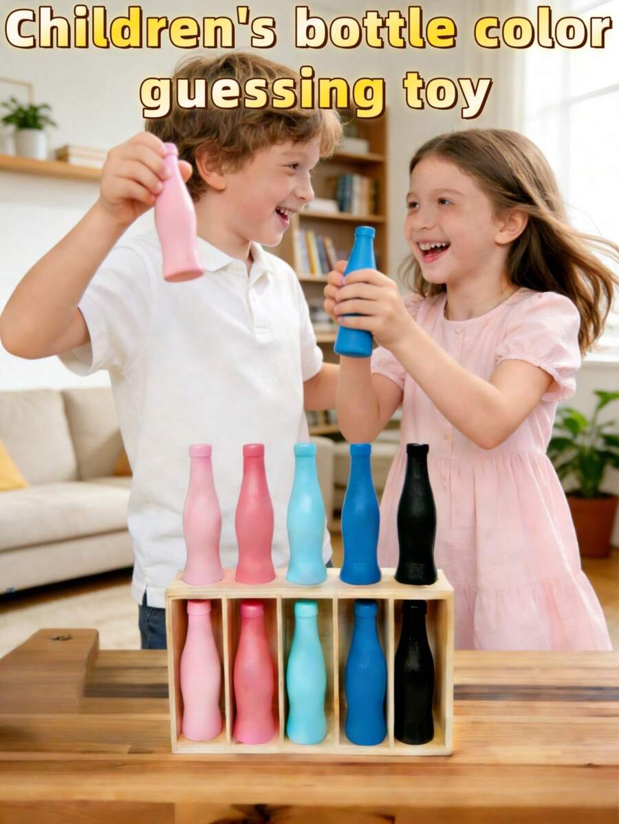 Bộ trò chơi xếp hình chai lọ 10 món cho trẻ em, trò chơi đoán và ghép màu, bao gồm 10 chai lọ nhiều màu sắc và hộp đựng, trò chơi giáo dục tương tác nhiều người chơi trong nhà dành cho gia đình, thích hợp làm quà tặng sinh nhật/ngày lễ cho bé trai và bé gái từ 3-12 tuổi (màu chai lọ ngẫu nhiên).