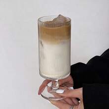 1个350毫升创意条纹直筒果汁杯，氛围高脚玻璃杯，鸡尾酒杯，优雅饮料杯，气泡水杯 - 彩色 - 查看 4