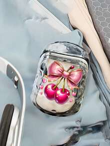1pc Cherry And Bowknot Print Transparent Portable Toothbrush Case,Transparent Soap Dish, Keep Your Toothbrush Clean And On The Go!Travel Toothbrush Holder, Portable Toothbrush Cup Cover, Suitable For Travel, Camping, Business Travel, And School, Travel Essentials, Bathroom Accessories, Household Items, And Storage Supplies,Very Convenient And Practical - A - View 9
