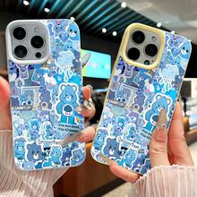 Collage de Oso Gruñón en Tonos Azules. Esta elegante funda es compatible con los modelos  17, 16, 15, 14 Pro Max, 13, 12, 11, XR y XS Plus. Fabricada en silicona TPU, ofrece protección contra golpes y caídas, además de una sensación superior. Es un regalo ideal para familiares, amigos y seres queridos, y una opción perfecta para San Valentín.fundas para ,fundas,accesorios para celular,fundas para celular,fundas para  13,funda  13,funda  16,funda  17 pro max,funda  15,fundas para  16,fundas  11,fundas ,bob esponja,,care baers,san valentín detalles,san valentín,vaquero - Azul - Ver 4