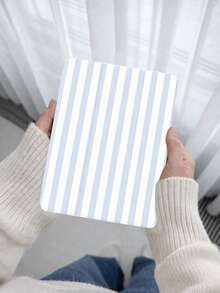 极简主义蓝白条纹元素翻盖平板电脑保护套 1 件装 简约时尚的蓝白条纹图案平板电脑保护套,三折支架平板电脑保护壳,兼容 10.2 英寸 Pro 2021/2020、第九/十代 (A16) 11 英寸、第十一代 2025、Galaxy Tab A8 10.5 英寸 2022、Matepad 10.4/Tab,防摔,带笔槽,支持睡眠/唤醒功能,春季礼物 - 彩色 - 查看 4