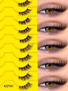 Asiteo 10 Pairs Eid Festival False Eyelashes, Natural Half Eye Lashes, Fox Cat Eye Clear Band Lashes, Fluffy Wispy 3D Faux Mink Lashes Pack, Soft Strips Fake Eyelashes - Suitable For Role Playing, Daily And Date Makeup - Half Eyelashes - View 7