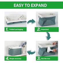 Large Storage Baskets For Shelves 3 Pack Fabric Storage Bins For Organizing Linen Collapsible Organizer For Closet-Deep Gre1en - DeepGre1en - 查看 9