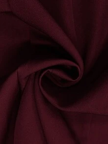 Women's Solid Color Blazer Jacket, Fashionable Pockets & Lapel, Loose Fit For Office & Casual Wear, Lightweight Version Suitable For Spring & Summer - Burgundy - View 7