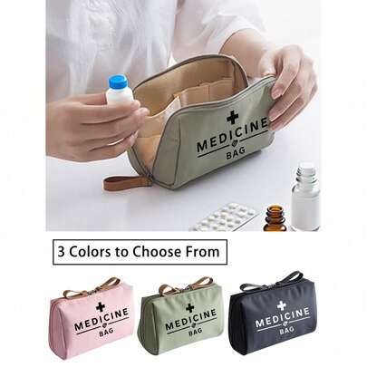 1pc Portable Medicine Bag, Compact Pill Organizer & First - Aid Pouch, Travel - Friendly Medication Storage For Daily/Outdoor/Travel, Essential For Health - Conscious & On - The - Go Users, Must - Have Medical Accessory,Multi Functional Fabric Small Medicine Bag, Portable And Portable Medical Emergency Kit, Outdoor Travel Medicine Bag, Dormitory Emergency Medicine Storage Bag (Multi-Color Optional)