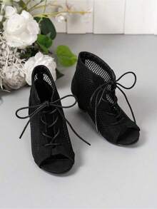 2026 New Children's Sandals, Bohemian Style High Heel Sandals, Mesh Sandals, Dance Sandals - Black - View 5