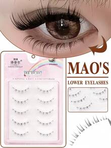 5 Pairs Lower Eyelashes Transparent Stem Natural Look Manga Eyelashes Japanese Makeup Anime False Eyelashes Makeup Tool Strip Lashes, Lashes, Eyelashes, Fake Lashes - Natural Lashes - View 1