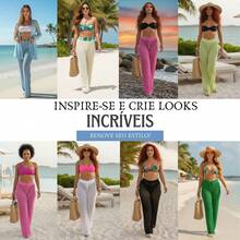 Women's Beach Cover-Up Pants With Cutouts, Summer Fashion, Ideal For Layering Over A Bikini, Swimsuit, Beach, Pool, Risorte - 軍綠色 - 查看 10