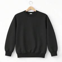Men's Crew Neck Fleece Sweatshirt, Thick Winter Coat, Cotton - 黑色 - 查看 13