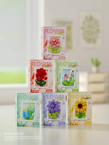 100-300-elementowe klocki do budowania ramek na zdjęcia w kształcie kwiatów (fioletowa bańka, tulipan, storczyk, słonecznik, róża, piwonia...), prezent urodzinowy DIY, klocki, puzzle i akcesoria do kolaży, żywe kolory, wykwintny design, warstwowe, żywe kolory, realistyczne kształty, odpowiednie do wystroju wnętrz/artykułów biurowych/wymiany prezentów (Boże Narodzenie, Dzień Matki, Walentynki), ekspozycji sklepowej/kolekcji dzieł sztuki - Wielokolorowe - Zobacz 13