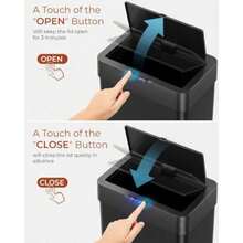 50L Sensor Kitchen Bin With Soft-Close Lid Touchless Motion Sensor Garbage Can Smart Automatic Trash Bin With Bag Retainer Ring And Display Light For Living Room Office Black - Silver - View 6