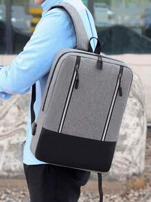 Decent School Backpack Set Of Pieces Travel Bag Fashionable Functional Laptop Backpack - Gray - View 4