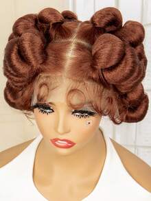 Synthetic Braided Wigs HD Full Lace Wig Knotless Box Braids Wigs For Black Women Handmade Afrian Braiding Hair Wigs - Burgundy - View 6