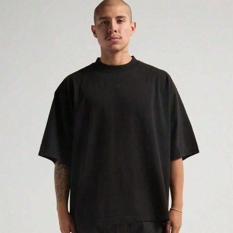 Shaka Wear 7.5 Oz Garment Dye Drop Shoulder T-Shirt - 黑色 - 查看 1
