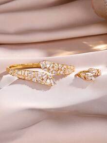 2pcs Shiny Elegant Snake Wrap Bracelet And Ring Set, Suitable For Attending Banquets And Parties - Snake - View 5