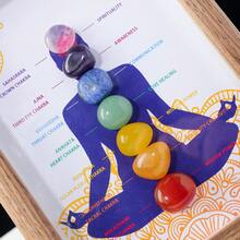 1pc Natural Reiki Gemstone Decor, 7 Chakra Life Crystal Pebble Wooden Photo Frame, Feng Shui Craft, Home Decor Gift, Spring Garden Decoration - Chakra Photo Frame - View 9