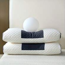 3D SPA Massage Pillow Partition To Help Sleep And Protect The Neck Pillow Knitted Cotton Pillow Bedding,2 Pillows Soft Woven Neck Massage Pillows For Couples - Featuring Adjustable Ergonomic, High-Quality Pillow Core, And A Removable Pillowcase For Enhanced Sleeping Comfort. King Bed Size - Deep Sleep Neck Support Pillow, Hypoallergenic Inserts, Down Altemative Pillow,Cervical Pillows For Bed, Mother Day Gift,Living Room & Bedroom Decor,Spring Home Refresh (1/2pcs Honeycomb Shape) - White - View 2