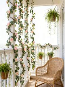 1 cây dây leo giả hoa hồng Happy Rose nhiều màu sắc, dài 1,7 mét, 36 nhánh, kiểu dáng cổ điển, thích hợp để trang trí cổng cưới, tường nền tiệc, treo trong nhà và ngoài trời, quà tặng trang trí lễ Phục sinh, ngày Valentine, sinh nhật. - Nhiều màu - Xem 11