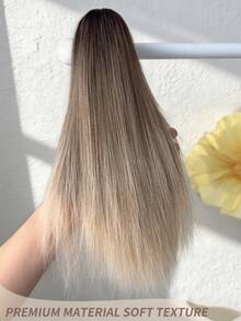 16 Inch Long Straight Ombre Black Brown To Burgundy Claw Clip Ponytail Hair Extension, Made Of Heat-Resistant Synthetic Fiber, Suitable For Women For Christmas, Halloween, Music Festivals, And Daily Use - Two-Tone - View 6
