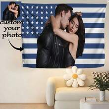 Customizable Personalized Tapestry With Photos And Text, The Best Gift For The American Independence Day,Wedding, Halloween, Christmas, Party, Father's/Mother's Day, Home Decor, Bedroom Aesthetics,Decoration And Hanging Fabrics For Student Dormitories During The Start Of The School Year,Warm Ambience,2D Flat Custom Tapestry, Local Printed Textile Wall Decor Garden Flag, Custom Flag Customized DIY Personalized Polyester Decorative Wall Hanging, Personalized Gifts Room Banner, Wall Banner, For College Dorm Decor, Outdoors, Parties, Festival Gifts Birthday Graduation Room Decor Home Decor Wall Decor Bedroom Decor Wall Art Poster Home Decor Living Room Tapestry For Room Wall Tapestry Room Decoration Stuff Gifts Suitable For Daily, Anniversary Party,Birthday, Wedding, Halloween, Christmas, Father's Day, Mother's Day, Valentine's Day, Easter, Home Decor, Anniversary, Graduation, Housewarming, Tea Room, Bedroom, Living Room, Indoor Home, Outdoor Flag Wall Tapestry, Custom Flag - 多色1 - 查看 4