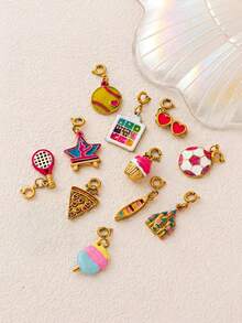 1 szt. Modny, uroczy wisiorek z królikiem, kotem, ptakiem, motylem, kwiatem, krewetką, ze stali nierdzewnej platerowanej 18-karatowym złotem, odpowiedni do biżuterii DIY, naszyjnika, bransoletki, kolczyka, breloka, akcesoriów do torebek, biżuterii damskiej, akcesoriów do portfela, małej zawieszki, akcesoriów DIY ze stali nierdzewnej - Wielokolorowe - Zobacz 6