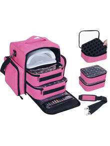 Cutie de depozitare pentru ojă cu 90 de sticle, poate conține până la 90 de sticle (15 ml/0,5 oz), cu 3 buzunare detașabile și 4 buzunare cu fermoar, ideală pentru pasionații de nail art și manichiuriste. Cadou excelent pentru femei, cadou de Crăciun, cadou pentru femei. - Multicolor - Vizualizare 20