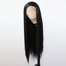 ZigZag Hair 合成蕾丝前假发，一半黑色一半酒红色长直发 - 预先拔毛的自然发际线，耐热纤维高温丝假发，男女通用，适合日常佩戴和角色扮演 - 彩色 - 查看 3