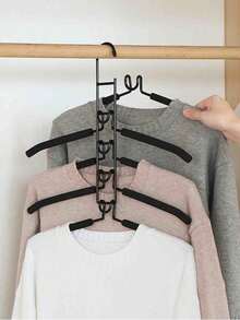5 Packs Metal Heavy-Duty Space-Saving Coat Hangers, 5-In-1 Multi-Layer, With Non-Slip Foam Padding, For Coats, Sweaters, Suits And T-Shirts - Black and White Color Mixing - View 2
