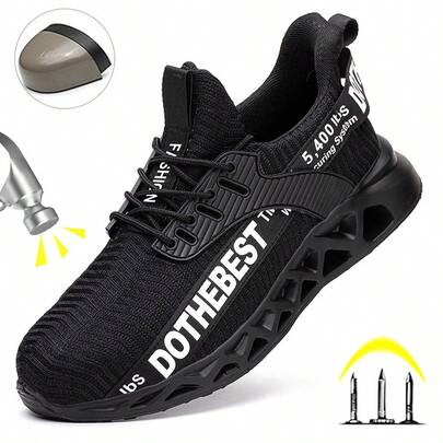 2-5 Working Days Delivery Black Durable Lightweight Breathable Steel Toe Work Shoes For Men Women, Anti-Smash Puncture-Proof Safety Footwear, Great Holiday Gift Choice For Father's Day Labor Day And Back To School Season, Perfect For Industrial Work, Warehouse Operations And Outdoor Working Scenes (For Women, This Size Is Slightly Larger, Please Choose Size 1.5 Smaller!)