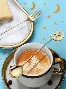 Star Moon Spoon, High Value Fruit Dessert Spoon, Creative Star Moon Coffee Spoon Stirring Spoon, Ramadan Festival Gift Spoon - Multicolor - View 6