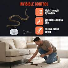 带绳夹的恶作剧蛇，高尔夫球蛇恶作剧，夹式恶作剧蛇，橡胶蛇，带绳恶作剧蛇，恶作剧蛇玩具，逼真橡胶蛇恶作剧玩具，蛇玩具 - 彩色 - 查看 8