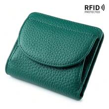 Tarjetero de cuero genuino RFID para mujer, tarjetero para tarjetas de crédito, monedero de piel de vaca, bolso de mano de lujo, billeteras de bolsillo delgadas 1KNK - Verde - Ver 10