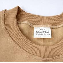 Men's Crew Neck Fleece Sweatshirt, Thick Winter Coat, Cotton - Beige - View 6