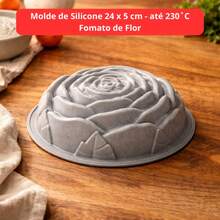 Forma de Silicone em Formato de Flor 24cm – Ideal para Bolo, Pudim, Terrina, Patês - Cinza Claro - Visão 1