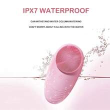 Portable Electric Silicone Facial Cleanser With Waterproof Vibration Massage Function, 5 Modes, Deep Skin Exfoliating Facial Brush. - 粉色 - 查看 3