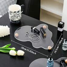 1 件装镜面首饰托盘，最佳礼物，生日盘，厨房配件，厨房装饰，餐桌托盘，水果托盘，托盘装饰，毕业季 - 銀色 - 查看 9