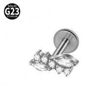 1件装 Cz 叶子 G23 纯钛耳骨耳钉 16G 内螺纹锆石蝴蝶耳廓耳屏穿刺饰品 - 如圖 - 查看 12