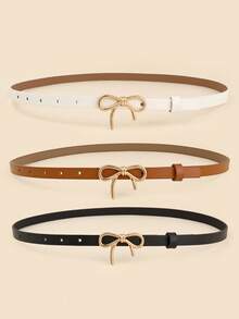 1pc Elegant Bow Tie Casual Bohemian Retro PU Leather Belt, Suitable For Summer, School, Autumn, Halloween - Multicolor - View 1