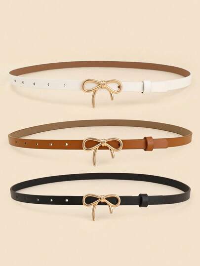 1pc Elegant Bow Tie Casual Bohemian Retro PU Leather Belt, Suitable For Summer, School, Autumn, Halloween