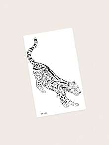 One Washable Temporary PVC Tiger Tattoo Sticker, Waterproof, Sweatproof, Non-Reflective, Unisex, Suitable For Individuals, Lasts 3-5 Days. - Black - View 4