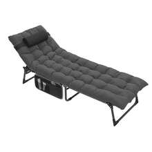 Yitahome Adjustable Sun Lounger With Cushion, 190 X 68 X 31 Cm, Foldable, 5-Position Adjustable, With Removable Headrest And Side Pocket, Load Capacity 136 Kg, For Garden, Beach And Camping, Black - 黑色 - 查看 3