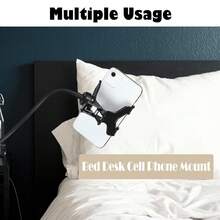 Cell Phone Holder,Lazy Bracket, 360-Degree Rotating Universal Flexible Long Arms Clip Mount Gooseneck Phones Stand For Bed Flexible Arm Adjustable Mount Clamp On Desk Bedframe (Black) - màu đen - Xem 7