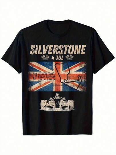 Dia dos Namorados dos homens T-shirt dos homens Zxd5 Fórmula Racing Silverstone Track Fórmula Race Car 4 Jul Carro dos homens T-shirts Confortável e versátil para o verão e primavera estilo atlético T-shirT- Confortável ajuste como presente roupas masculinas