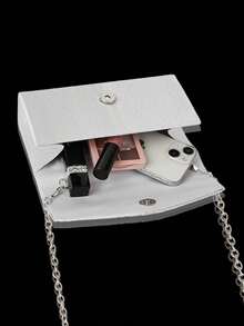 Shiny Rhinestone Flap Evening Bag Party Bag, Elegant And Fashionable Pleated Clutch Prom Bag, With Shiny Rhinestone Jewelry Three Pieces Set, Suitable For Parties, Dinners, Gatherings, Dances, Weddings. - Silver - View 8