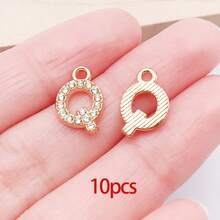 10/26 piezas Encantos de letras del alfabeto A-Z con rhinestones y cristales brillantes para DIY de pulseras, collares, aretes, gargantillas y manualidades - Dorado - Ver 24
