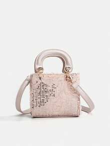 1pc Girls' New Fashion Lace Flower Sequin Elegant Handbag, High-End Shoulder Bag With Adjustable Strap, Available In Multiple Sizes For Mother-Daughter Matching, Suitable For Daily Use, Party, Travel, Ideal Gift - A - View 17