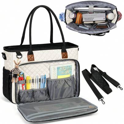 NEWHEY Men's Tote Bag, Teacher's Handbag, 15.6-Inch Laptop Bag, Unisex Work Bag, Laptop Handbag, Nurse Bag, Professional Computer Messenger Bag, With Insulated Pocket, Suitable For Office, University, And Nursing Use Laptop Briefcase