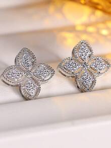 一对奢华旋转四叶草风车造型耳钉，适合日常佩戴 - 耳環 - 查看 7