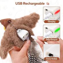 USB Rechargeable Electric Simulated Sparrow Cat Toy, Interactive Vibrating Rotating Wing With Realistic Bird Sounds, Feather Tail Cat Teaser Toy, Self-Entertainment & Hunting Interaction - Multicolor - View 10