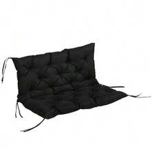 3-Seater Bench Cushion 100 X 98 X 8 Cm, Bench Cushion With Ties, Seat Cushion, Outdoor/Indoor Chair Cushion, Seat Pad, Bench Cushion For Garden Furniture, Garden Bench, Swing, Black - 黑色 - 查看 1